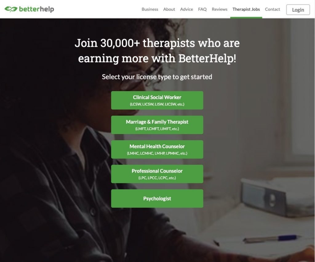 BetterHelp apply to become a therapist